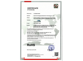LED機(jī)房燈ROHS認(rèn)證證書